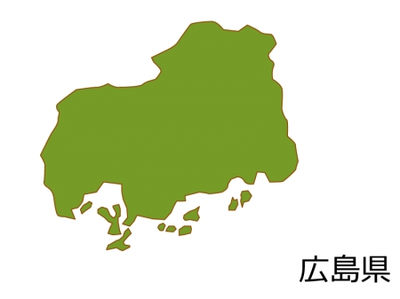 広島県の地図(色付き）のイラスト素材