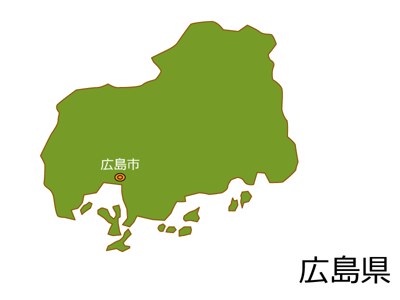 広島県と広島市の地図イラスト素材