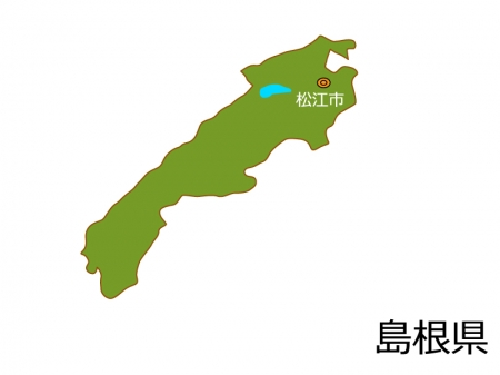 島根県と松江市の地図イラスト素材
