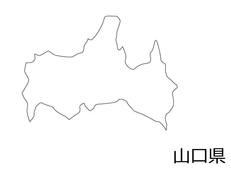 山口県の白地図のイラスト素材