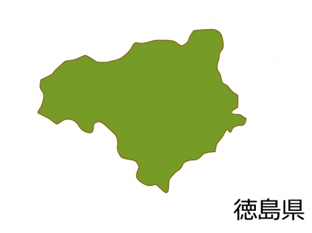 徳島県の地図(色付き）のイラスト素材