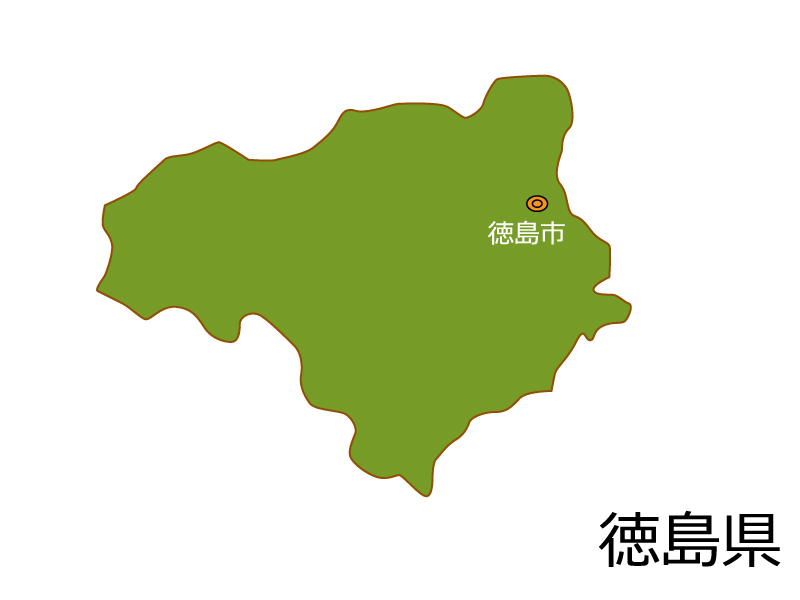 徳島県と徳島市の地図イラスト素材