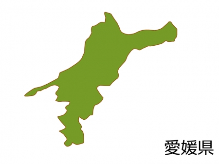 愛媛県の地図(色付き）のイラスト素材