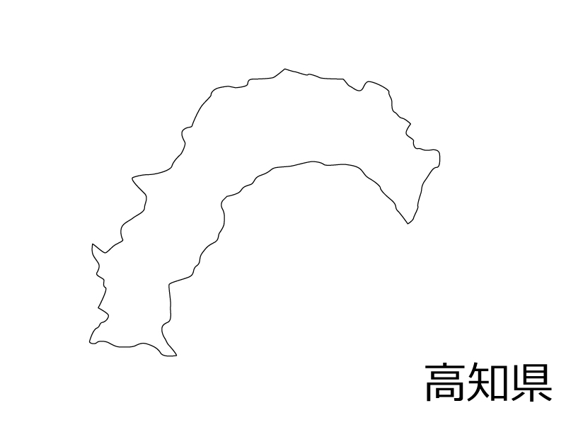 高知県の白地図のイラスト素材