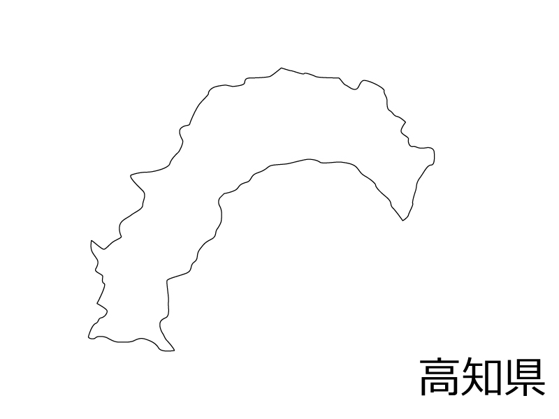 高知県の白地図のイラスト素材 イラスト無料 かわいいテンプレート