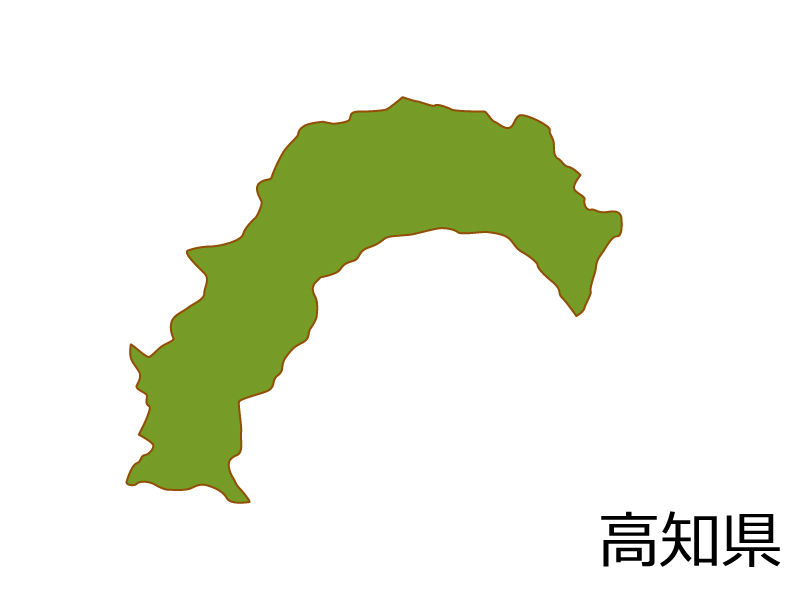 高知県の地図(色付き）のイラスト素材