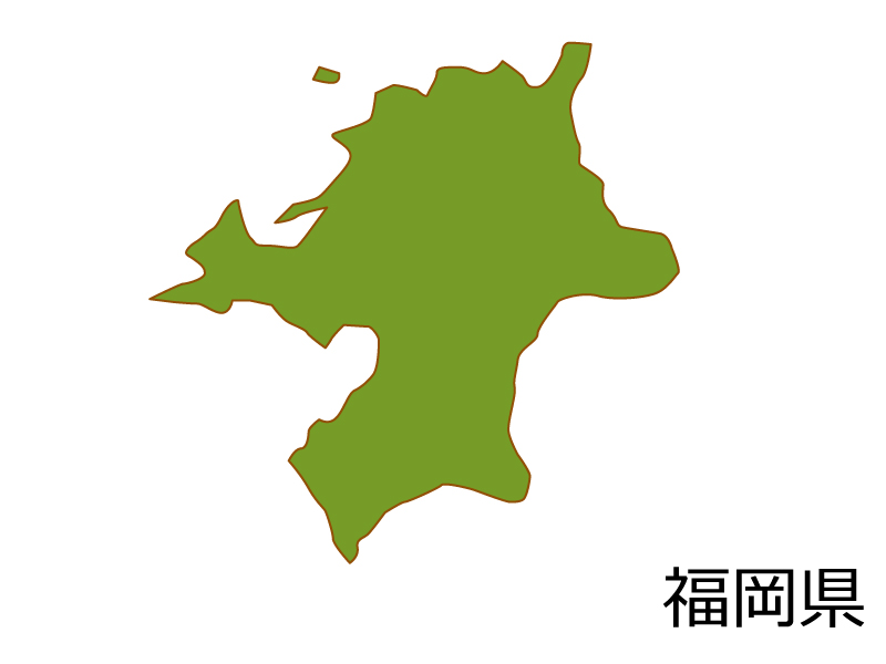福岡県の地図(色付き）のイラスト素材