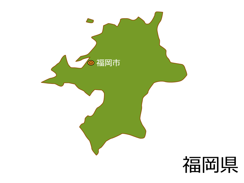 福岡県と福岡市の地図イラスト素材