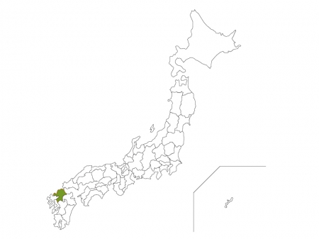 日本地図と福岡県のイラスト