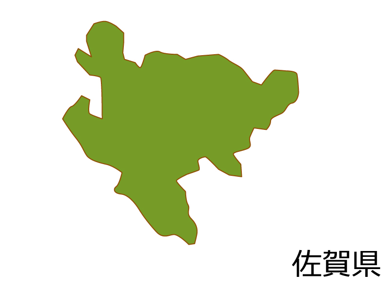 佐賀県の地図（色付き）のイラスト素材