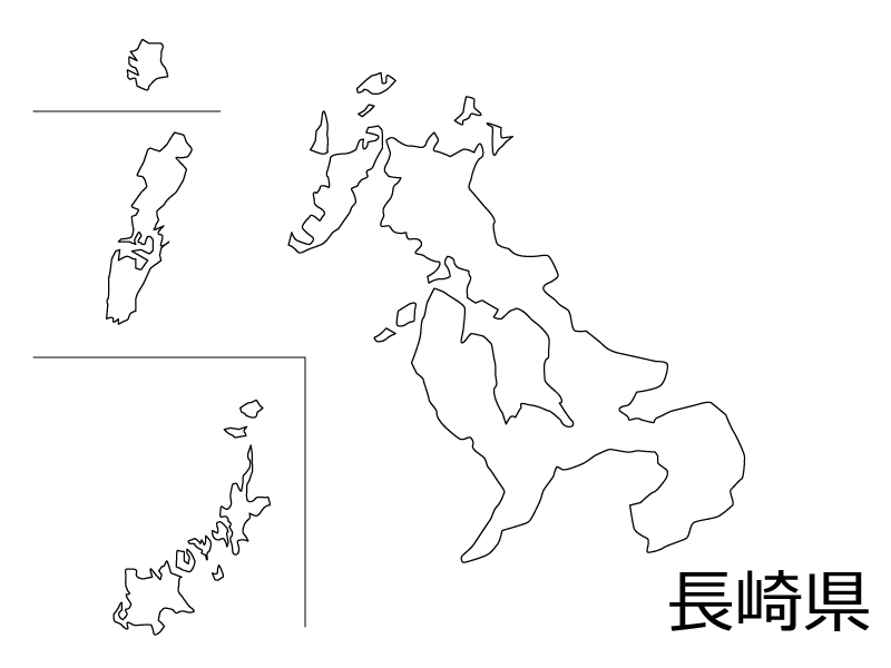 長崎県の白地図のイラスト素材 イラスト無料 かわいいテンプレート