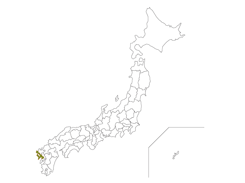 日本地図と長崎県のイラスト