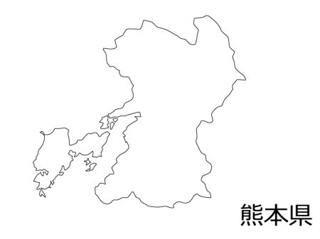熊本県の白地図のイラスト素材