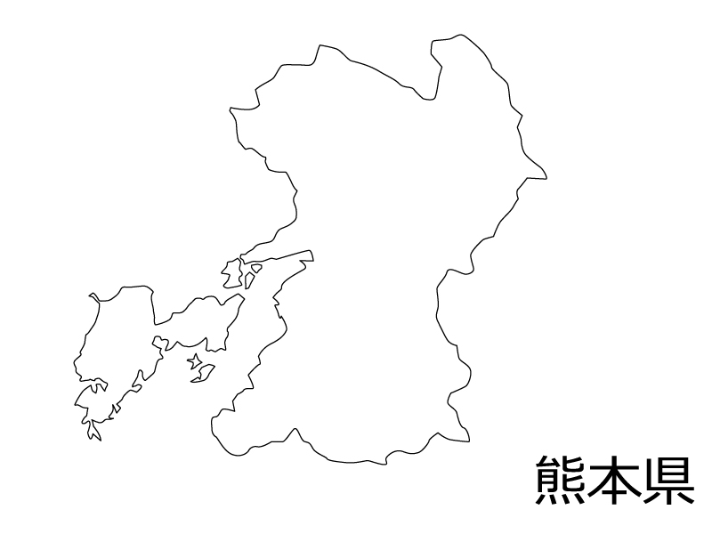 熊本県の白地図のイラスト素材