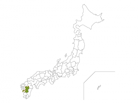 日本地図と熊本県のイラスト