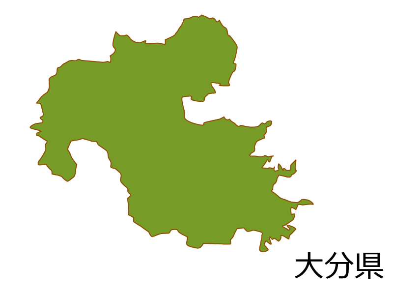 大分県の地図（色付き）のイラスト素材