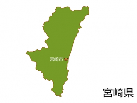 宮崎県と宮崎市の地図イラスト素材