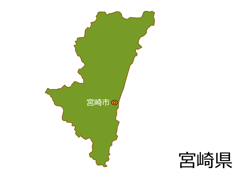 宮崎県と宮崎市の地図イラスト素材