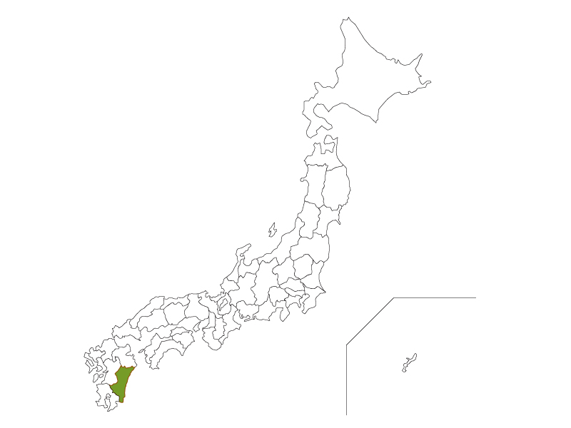 日本地図と宮崎県のイラスト