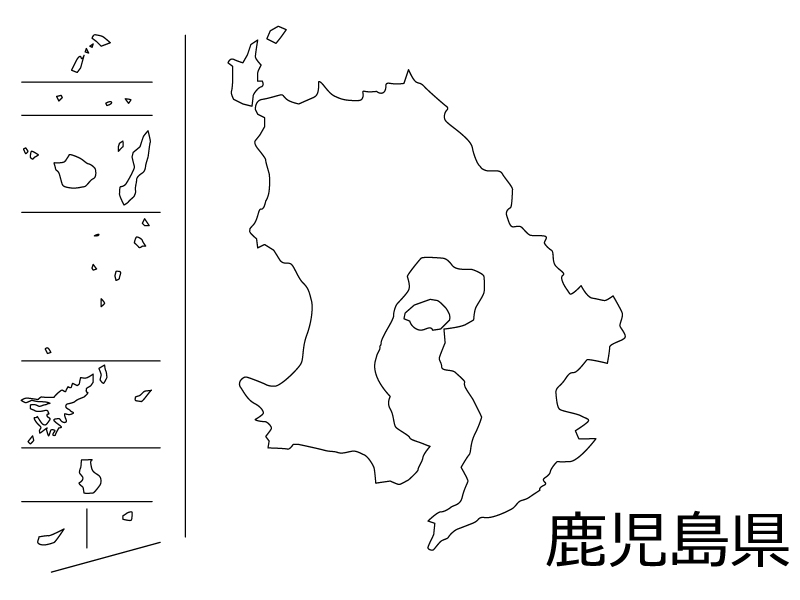 鹿児島県の白地図のイラスト素材