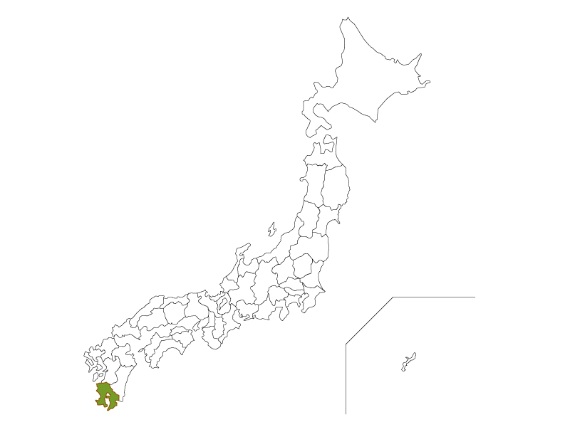 日本地図と鹿児島県のイラスト
