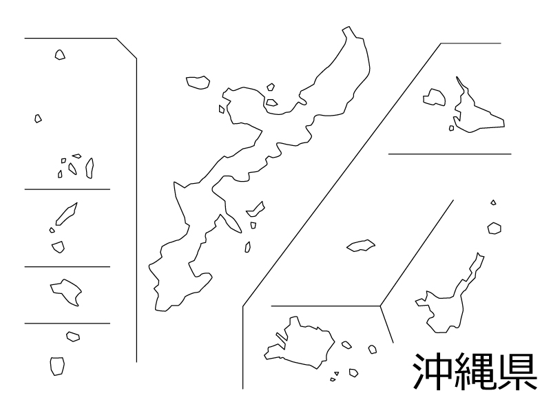 沖縄県の白地図のイラスト素材