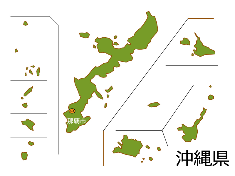 沖縄県と那覇市の地図イラスト素材