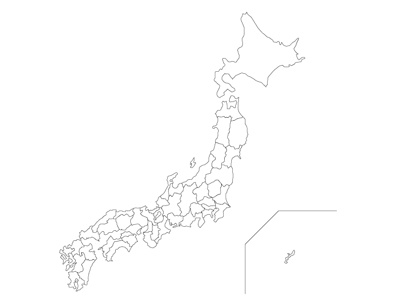 ベクターデータ日本地図の白地図イラスト素材 イラスト無料 かわいいテンプレート