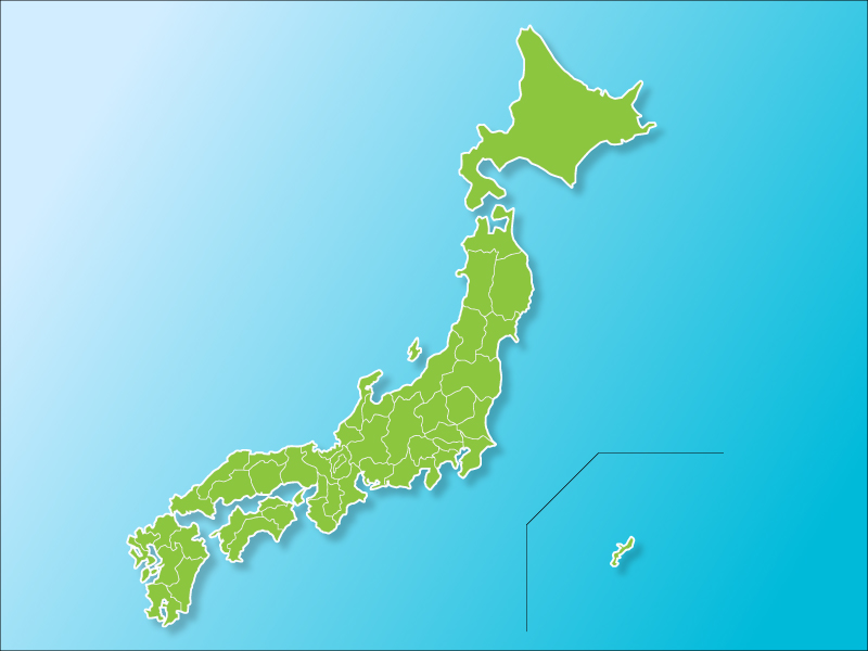 日本地図（ベクターデータ）のイラスト素材・白フチと海
