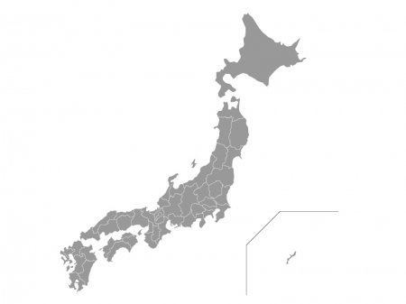 日本地図（ベクターデータ）のイラスト素材・グレー灰色