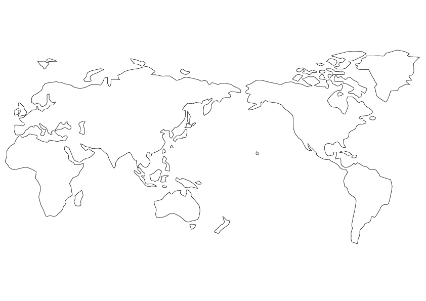 世界地図（白地図）のイラスト素材