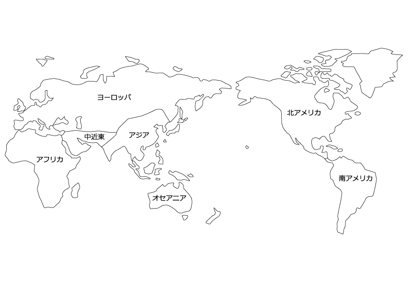 エリア分けした世界地図 白地図 のイラスト素材 イラスト無料 かわいいテンプレート