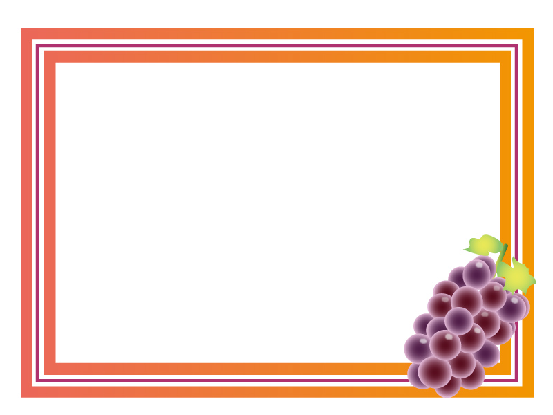 ぶどう（葡萄）・グレープ・果物のフレーム・枠イラスト素材