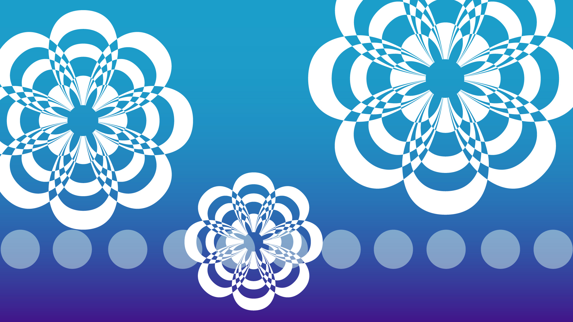 青いグラデーション背景の花の模様の壁紙・背景素材 1,920px×1,080px