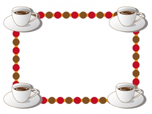 コーヒーカップのフレーム 枠イラスト素材02 イラスト無料 かわいいテンプレート