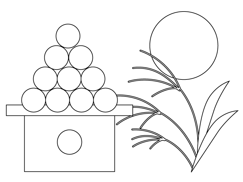 ぬりえ素材 十五夜 お月見 イラスト無料 かわいいテンプレート