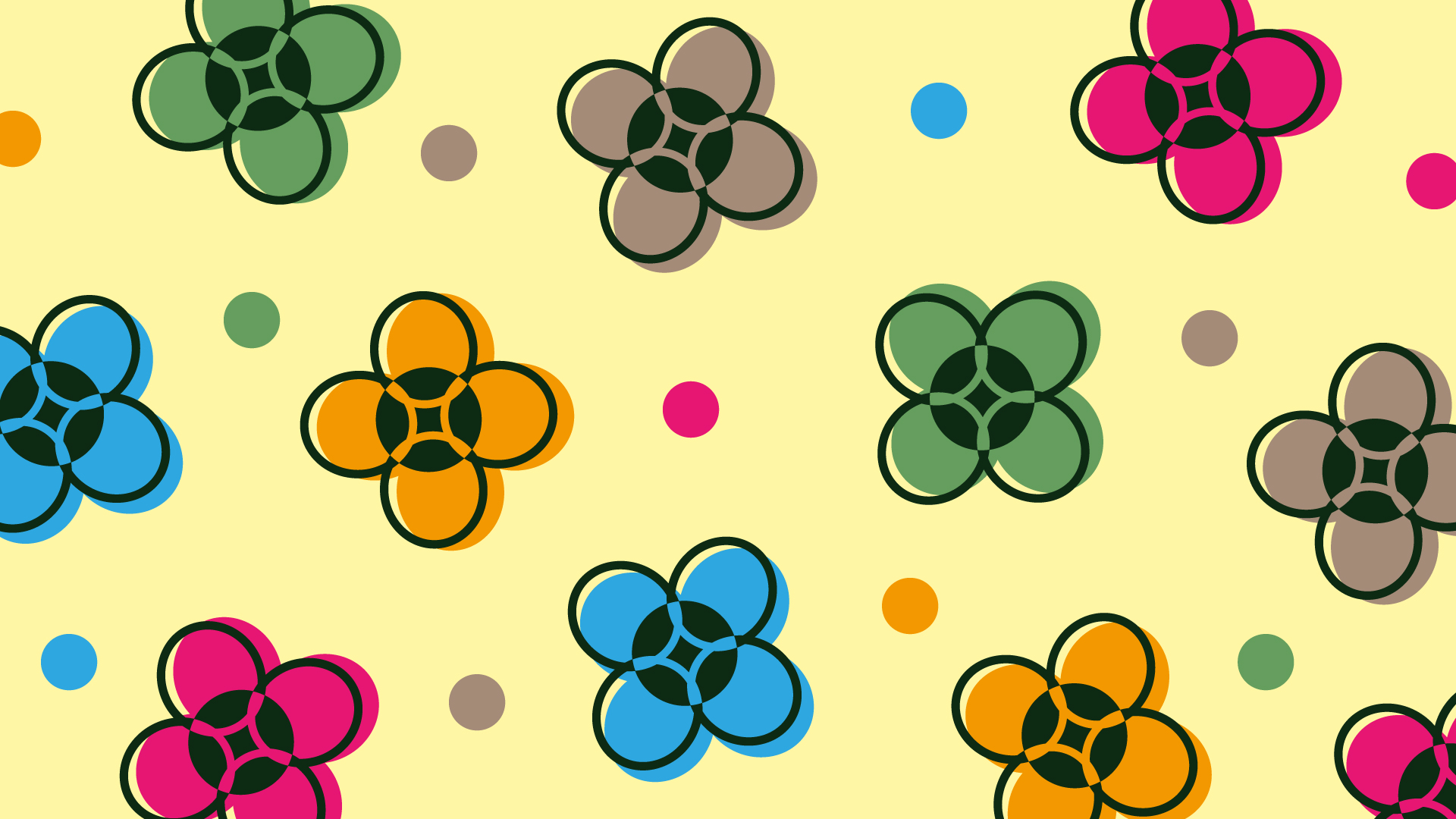 カラフルな小花の壁紙・背景素材 1,920px×1,080px