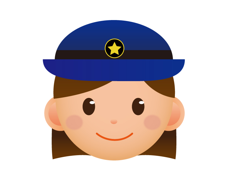 婦人警察官の顔のアイコンイラスト イラスト無料 かわいいテンプレート