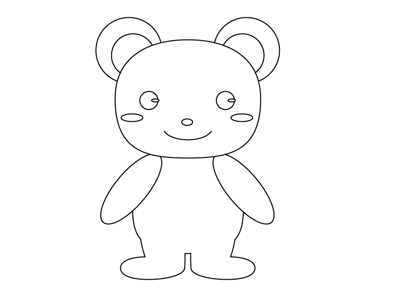 ぬりえ素材・かわいいクマさん | イラスト無料・かわいいテンプレート