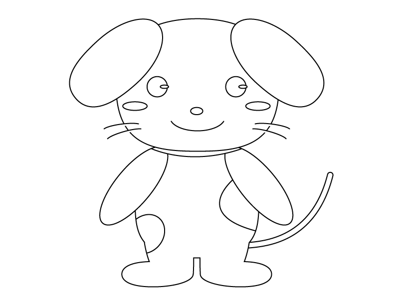 ぬりえ素材 かわいい犬 イラスト無料 かわいいテンプレート