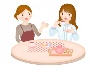 女性のお茶会のイラスト素材 | イラスト無料・かわいいテンプレート