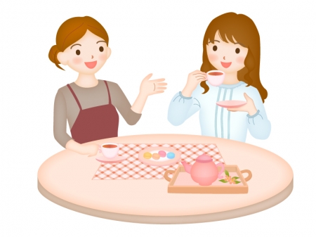 女性のお茶会のイラスト素材