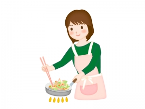 料理をしている女性のイラスト素材 イラスト無料 かわいいテンプレート