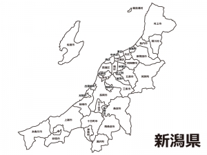 新潟県 市区町村 の白地図のイラスト素材 イラスト無料 かわいい