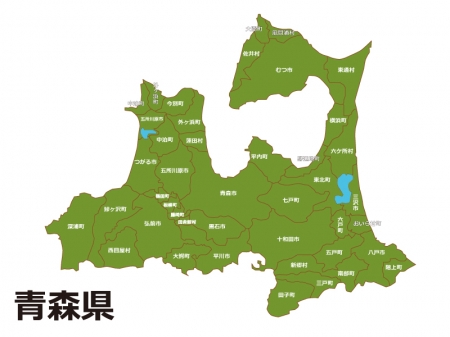 青森県（市町村別）の地図イラスト素材