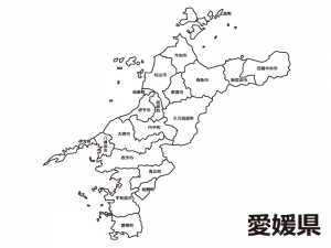 愛媛県 市町村別 の白地図のイラスト素材 イラスト無料 かわいいテンプレート