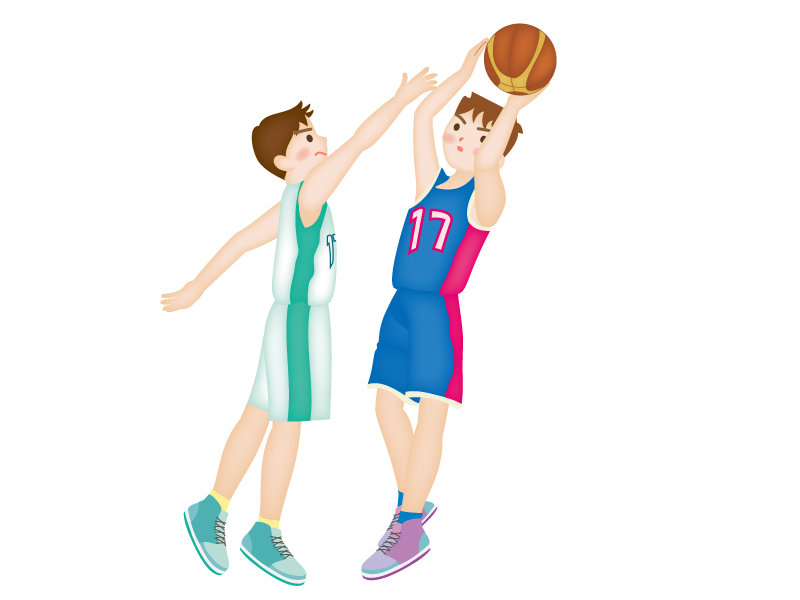 バスケットボールをしているイラスト素材02