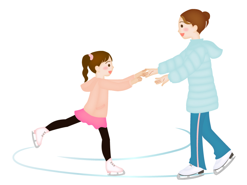 フィギュアスケートのコーチと女の子のイラスト素材