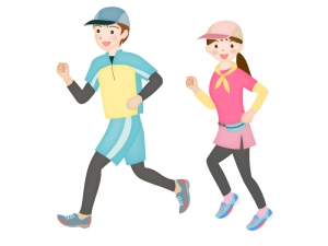 男女でジョギング マラソン をしているシーンのイラスト素材 イラスト無料 かわいいテンプレート