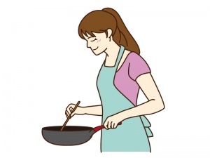 料理をしている女性のイラスト素材02 イラスト無料 かわいいテンプレート
